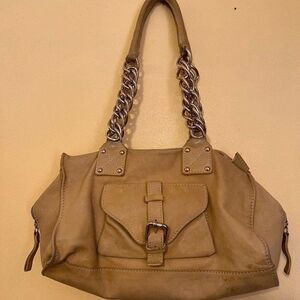 By Bios Genuine Leather Chain Strap Handbag Shoulder Bag Brown One Size